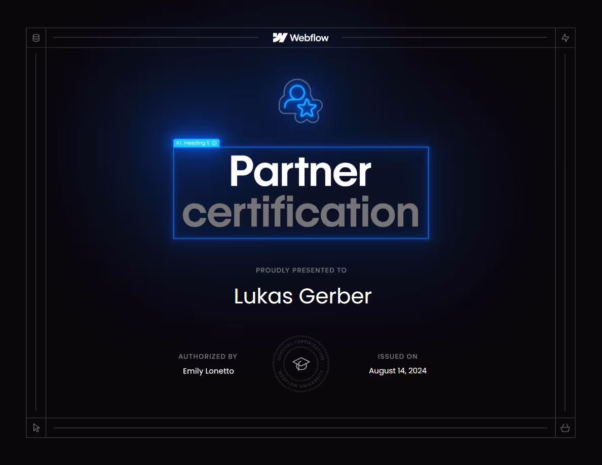Webdesign Webflow Partner Zertifizierung für Jetcode aus Wien
