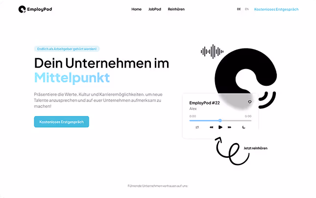 Webdesign Referenz für Podcast Firma